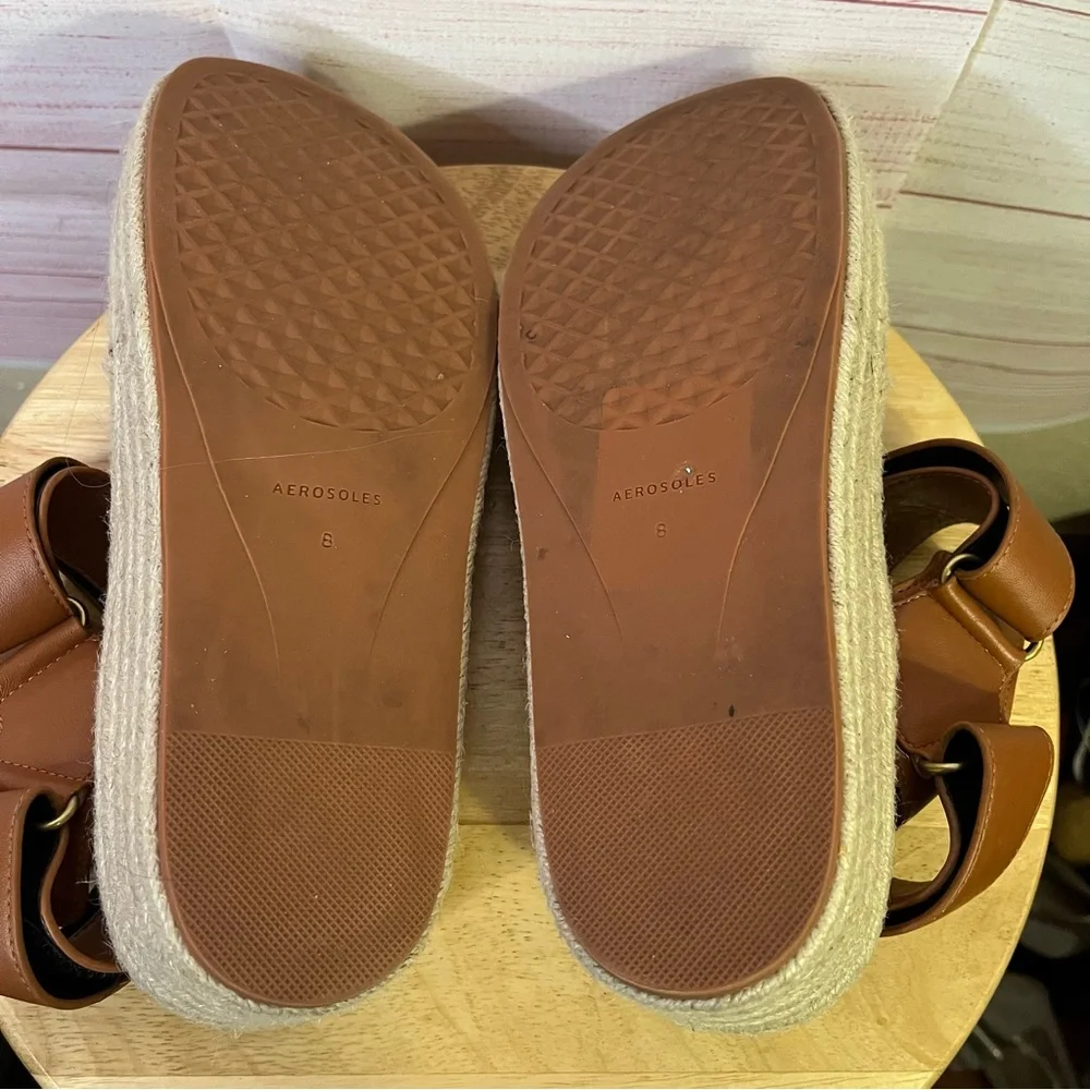 Aerosoles Aware Dave Velcro Straps‎ Platform Espadrille Sandals Size 8